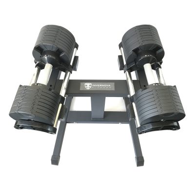 Set Mancuernas Ajustables 32kg (Incrementos de 2kg) + Rack