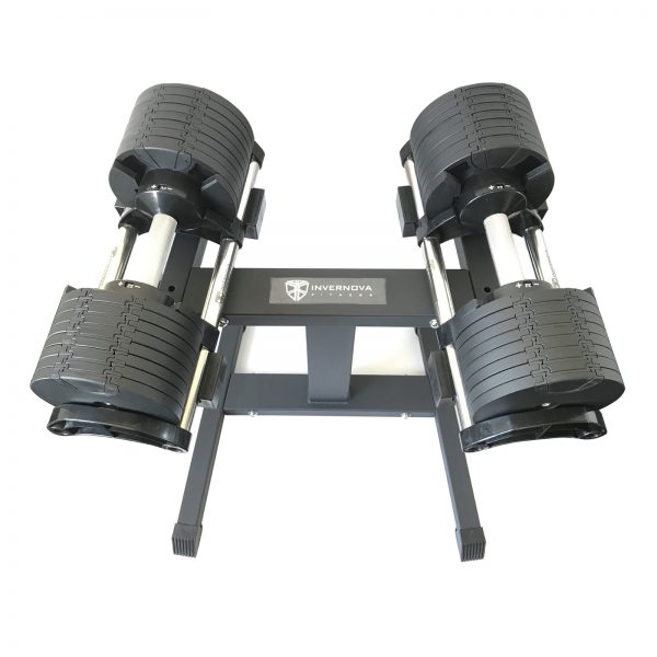 Set Mancuernas Ajustables 32kg (Incrementos de 2kg) + Rack